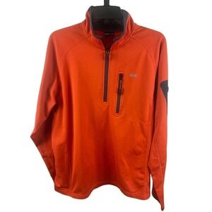 Köppen‎ Pullover Quarter Zip Long Sleeve Top Orange Fleece Shirt Sweater Size XL